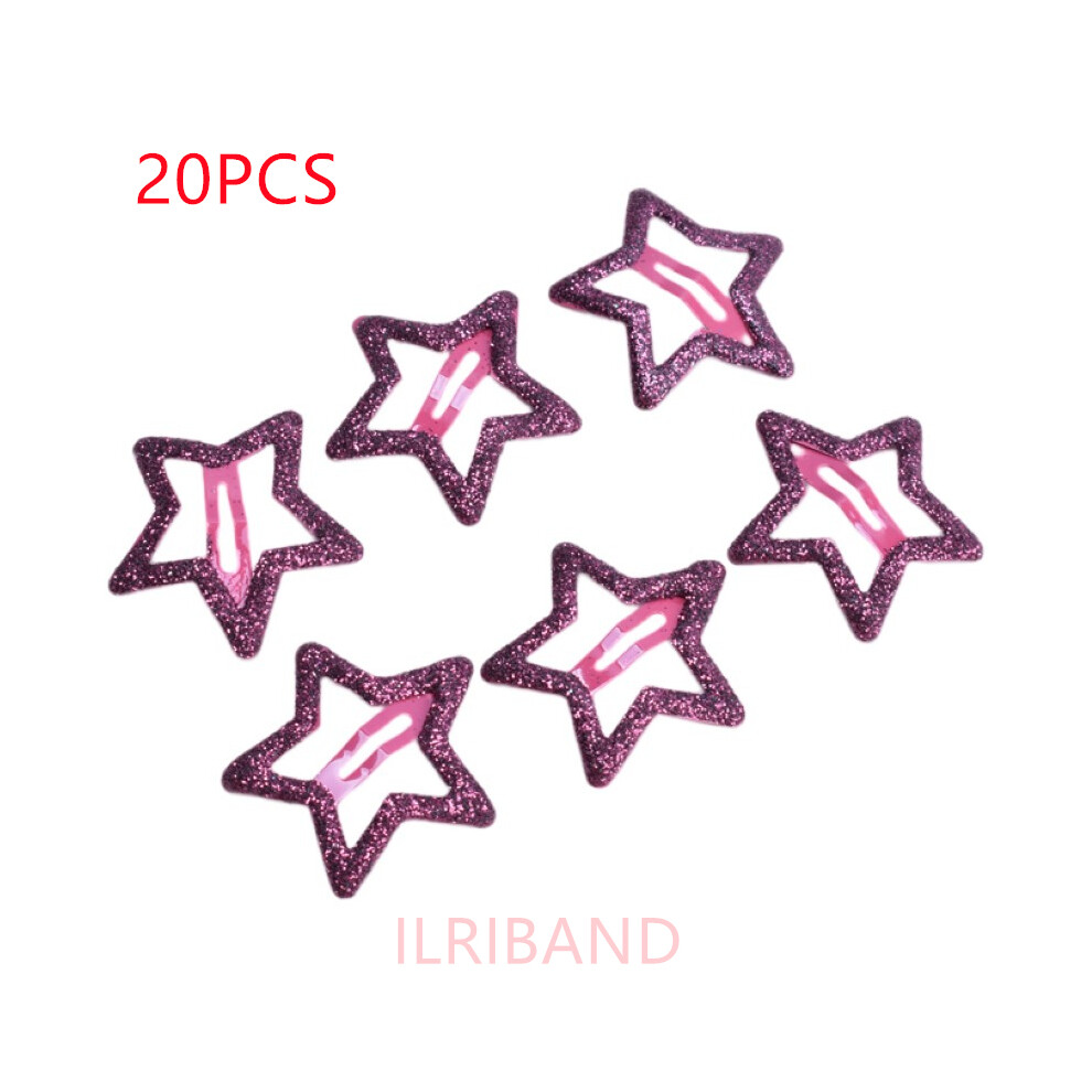 (wine glitter) 20pcs/lot 3CM Mini Star Hair Clips Kidters Metallic Hair Clips Barrettes Hairpins