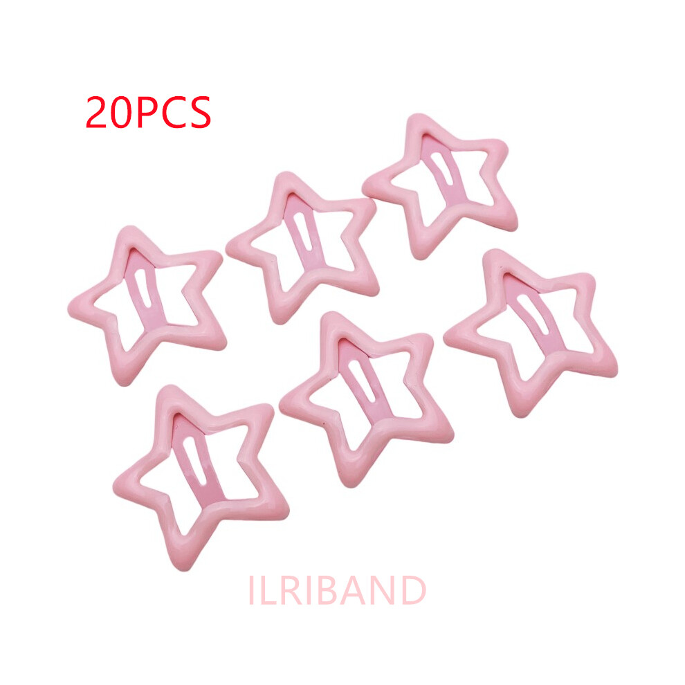 (pink solid-B)20pcs/lot 3CM Mini Star Hair Clips Kidters Metal Hair Clips Barrettes