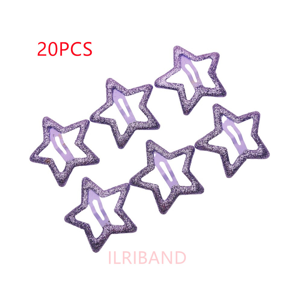 (lavender glitter) 20pcs/lot 3CM Mini Star hair clips Kidters metallic Hair clips Barrettes