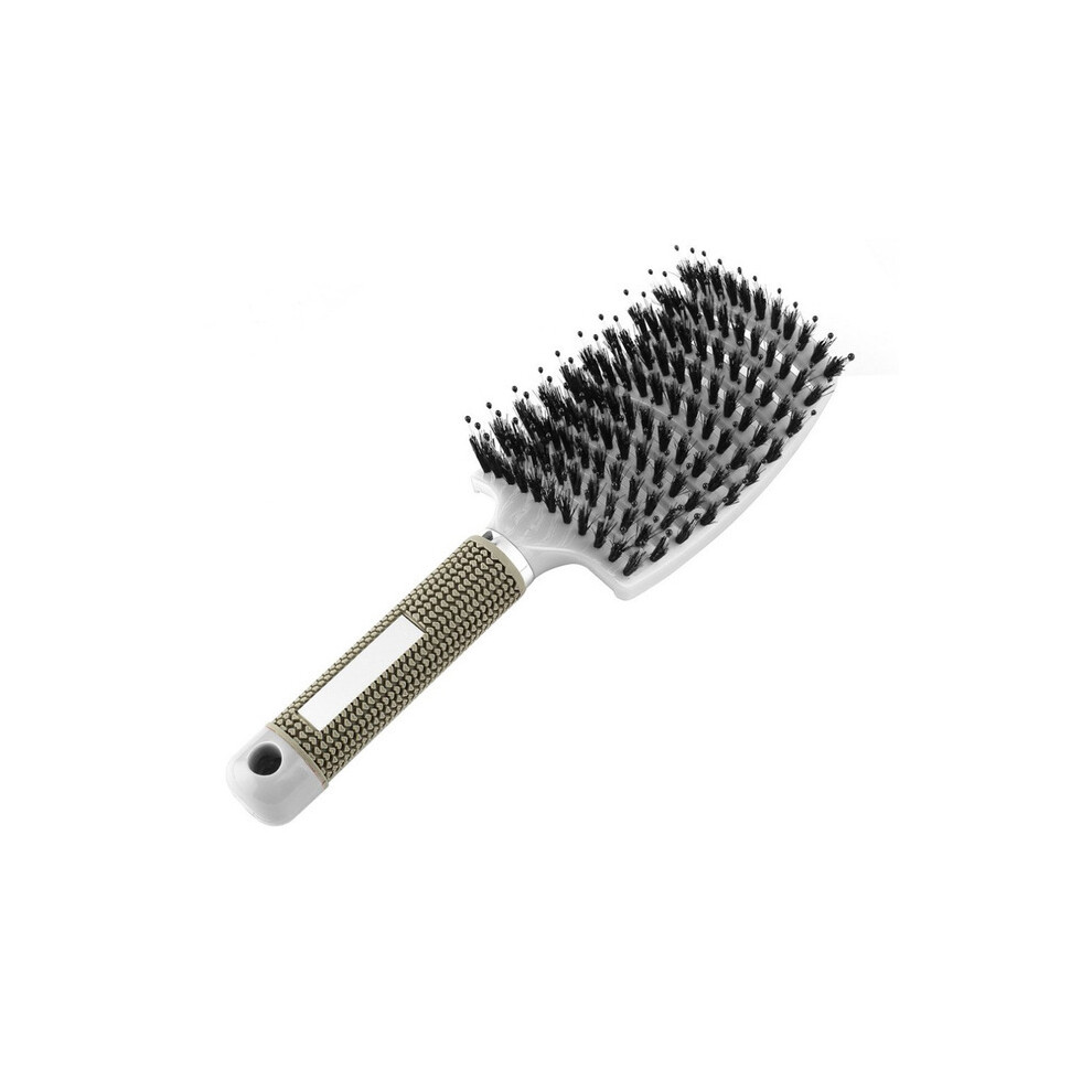 (White) Hair Brush Scalp Massage Comb Hair Brush Nylon Bristles Women's Wet Curly Detangle