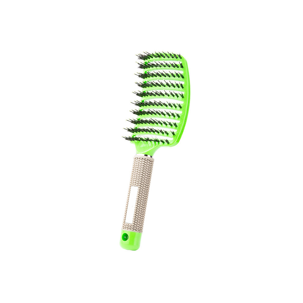 (Green)Hair Brush Scalp Massage Comb Hair Brush Nylon Bristles Women's Wet Curly Detangle Hair Brush