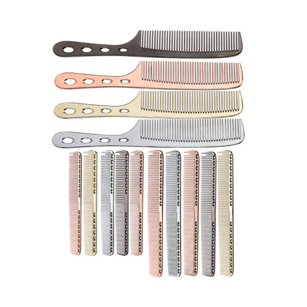 (Medium Grey) 1pc Space Aluminum Hair Comb Professional Hairdressing Combs Hair Cutting Dyeing Hair