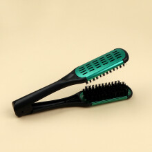 (Schwarz Grün)Pro Friseur Glättungsbürste Nylon Glättung Doppelbürsten V-förmiger Kamm,