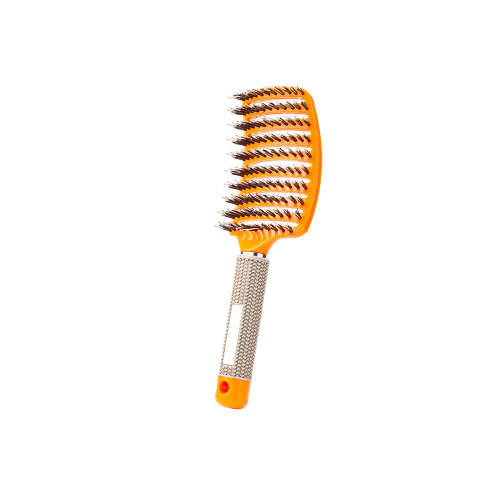 (Orange Boar Bristles) Curved Vented Professional Detachable Hair Brush Women's Magic Scalp