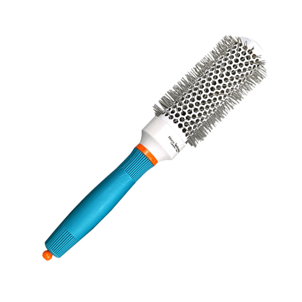 White/Blue (32Mm Blue) 5 Size Hair Brush Nano Hair Brush Thermal Ceramic Ion Round Barrel Comb