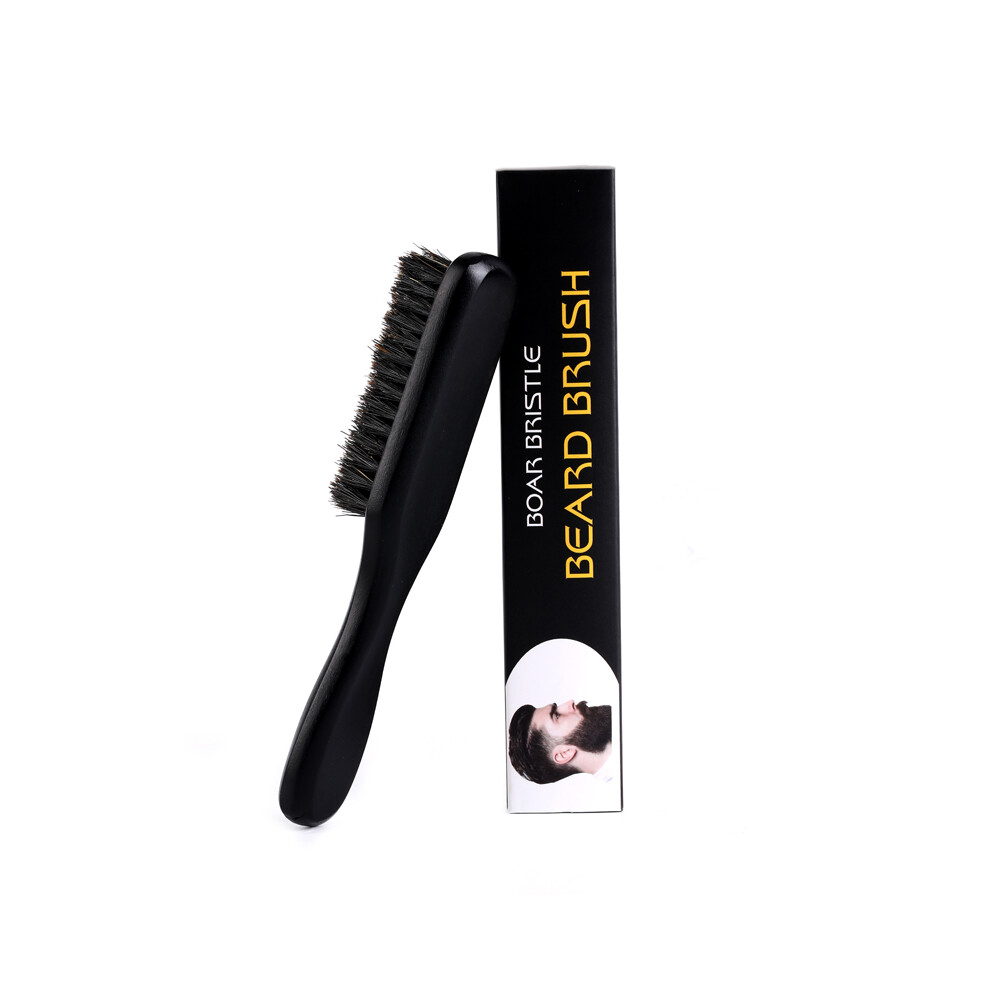 Black (Black) Wooden Handle Boar Bristle Cleaning Brush Hair Beard Brush Antistatic Barber Hair