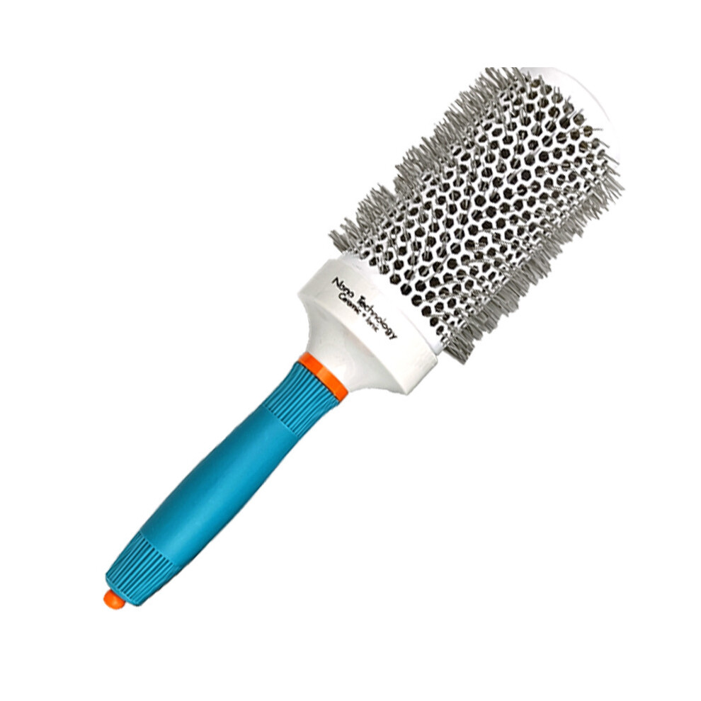 White/Blue (53Mm Blue) 5 Size Hair Brush Nano Hair Brush Thermal Ceramic Ion Round Barrel Comb