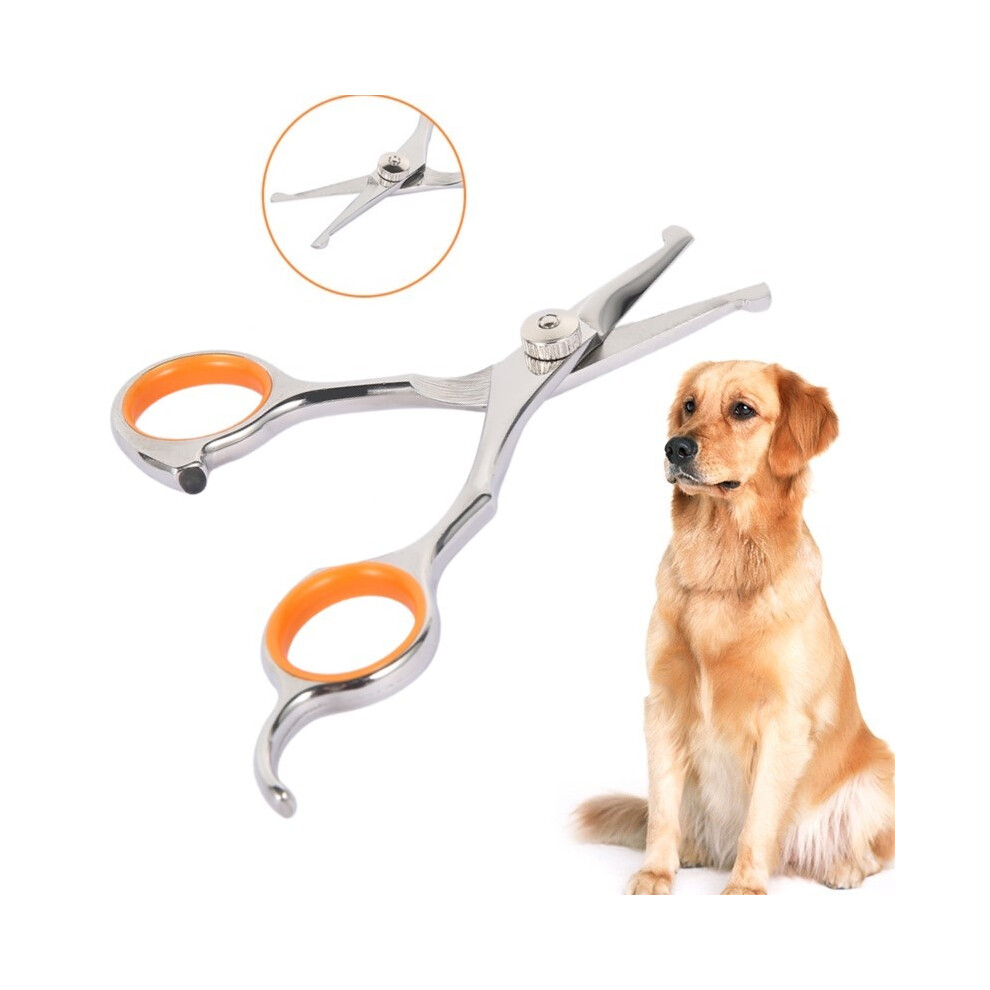 (Silver Curved Cut) Pet Grooming Scissors with Safety Tip 4 Shapes Portable