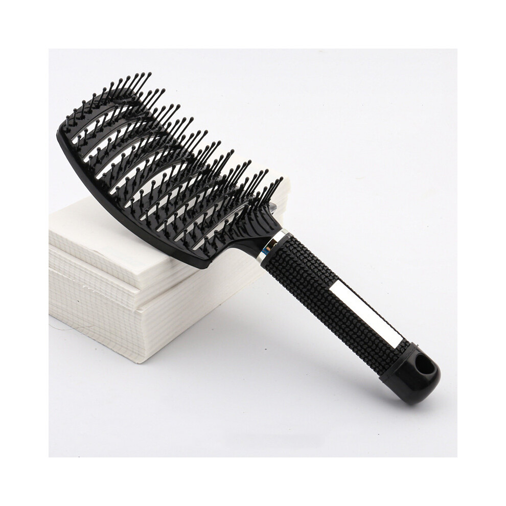 Black (Nylon ) Boar Bristle Hairbrush Massage Comb For Women Antistatic Hairbrush Salon Hairdressing