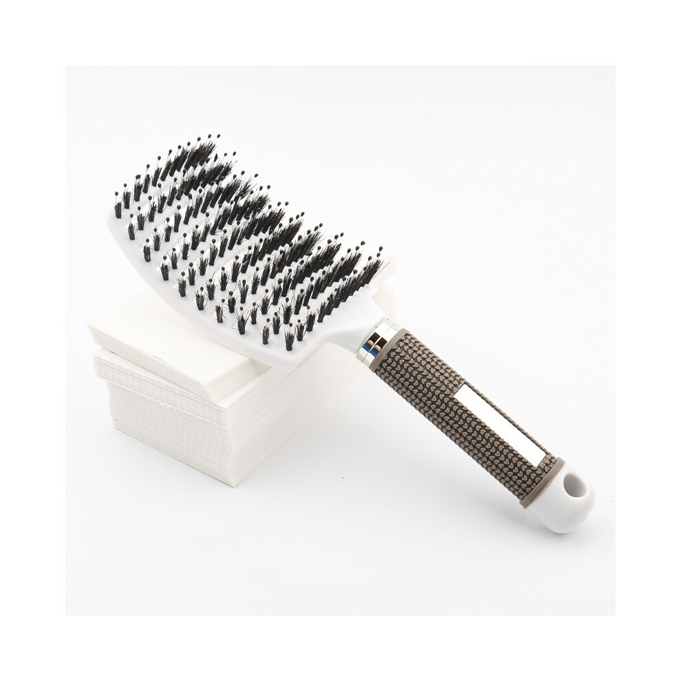 White (Boar Bristles ) Boar Bristle Hair Brush Massage Comb For Women Antistatic Hair Brush