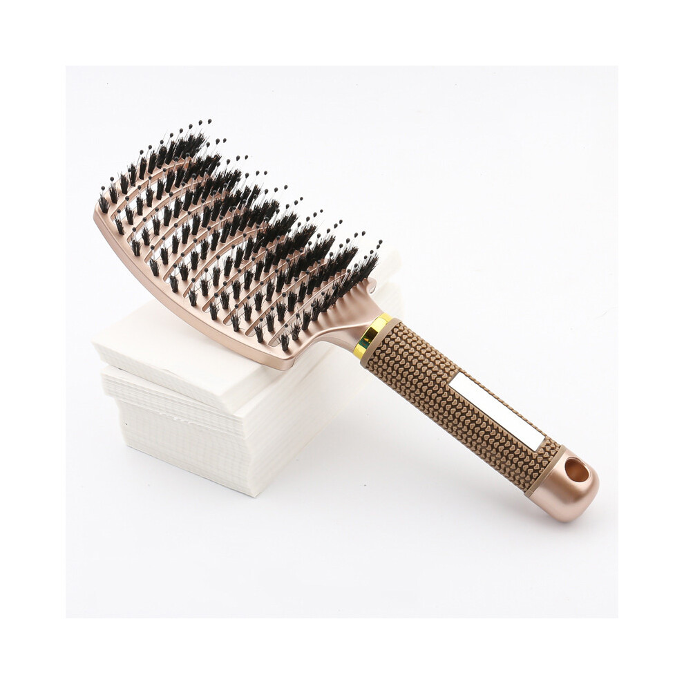 Gold (Boar Bristles )Boar Bristle Hairbrush Massage Comb For Women Antistatic Hairbrush