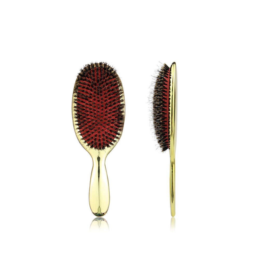 Gold/Silver ()Luxury And Color Boar Bristles Paddle Hairbrush Oval Hairbrush Antistatic