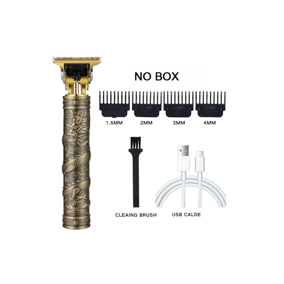 (Gold-Dragon B-NO Box)Vintage T9 Electric Hair Clipper for Men Cordless Clippers Professional