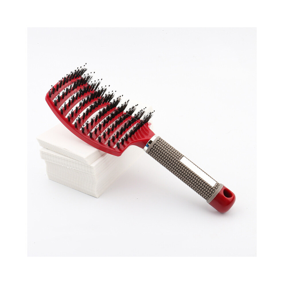 Red (Boar Bristles ) Boar Bristle Hair Brush Massage Comb For Women Anti Static Hair Brush