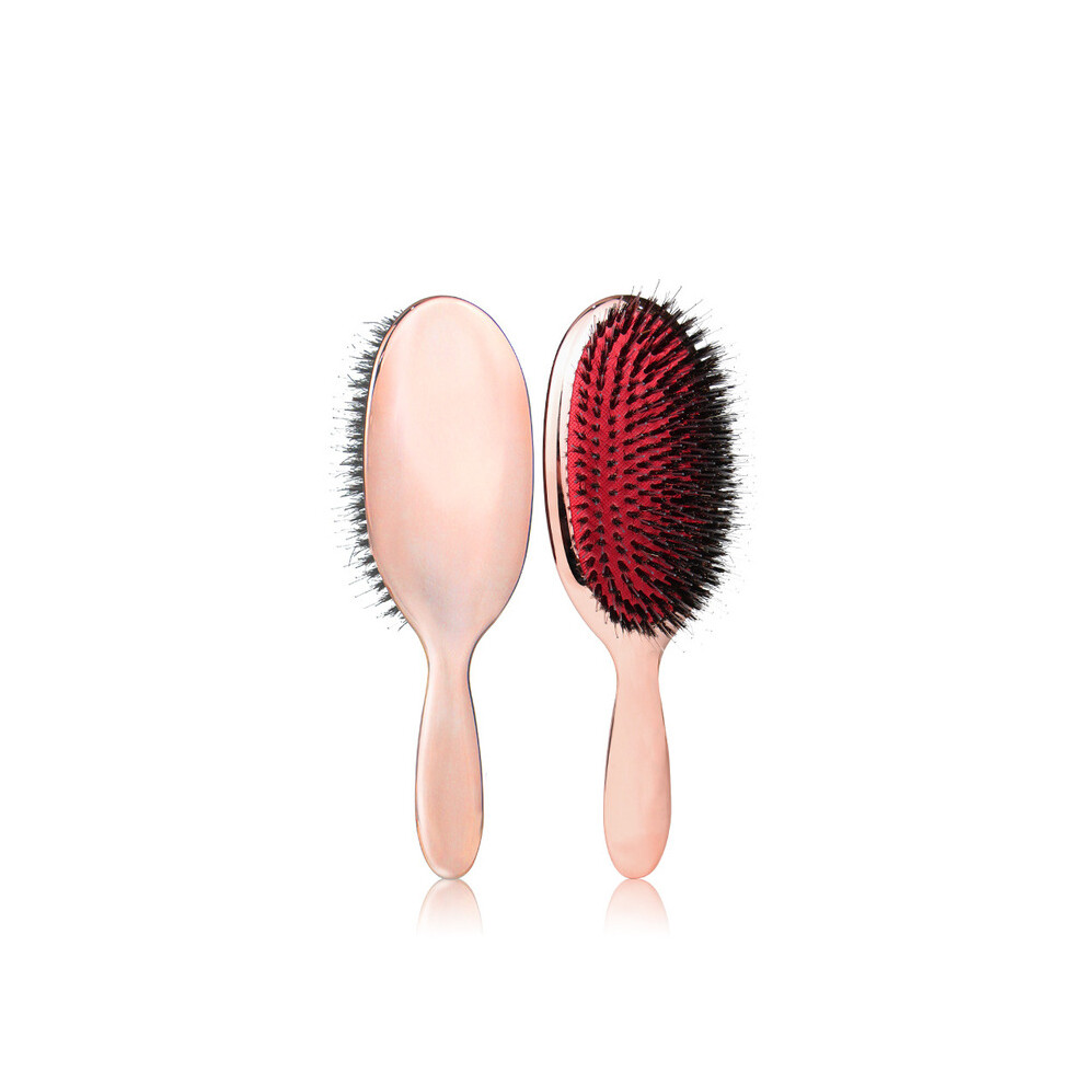 Gold/Silver (Rose)Luxury And Color Boar Bristles Paddle Hairbrush Oval Hairbrush Antistatic