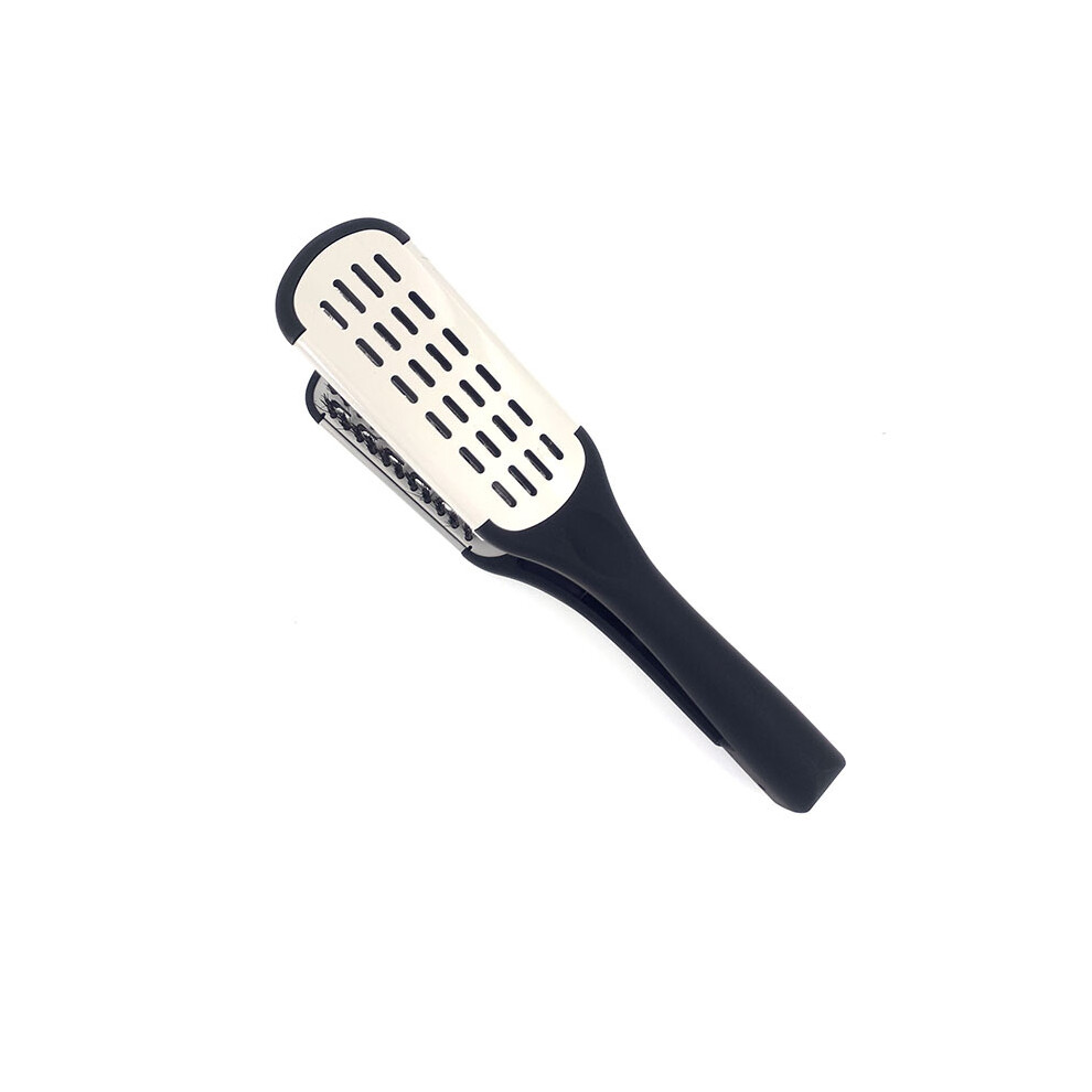 White (White)Pro Hairdressing Straightener Nylon Hair Straightener Dual Brushes V-Shaped Comb Clamp,