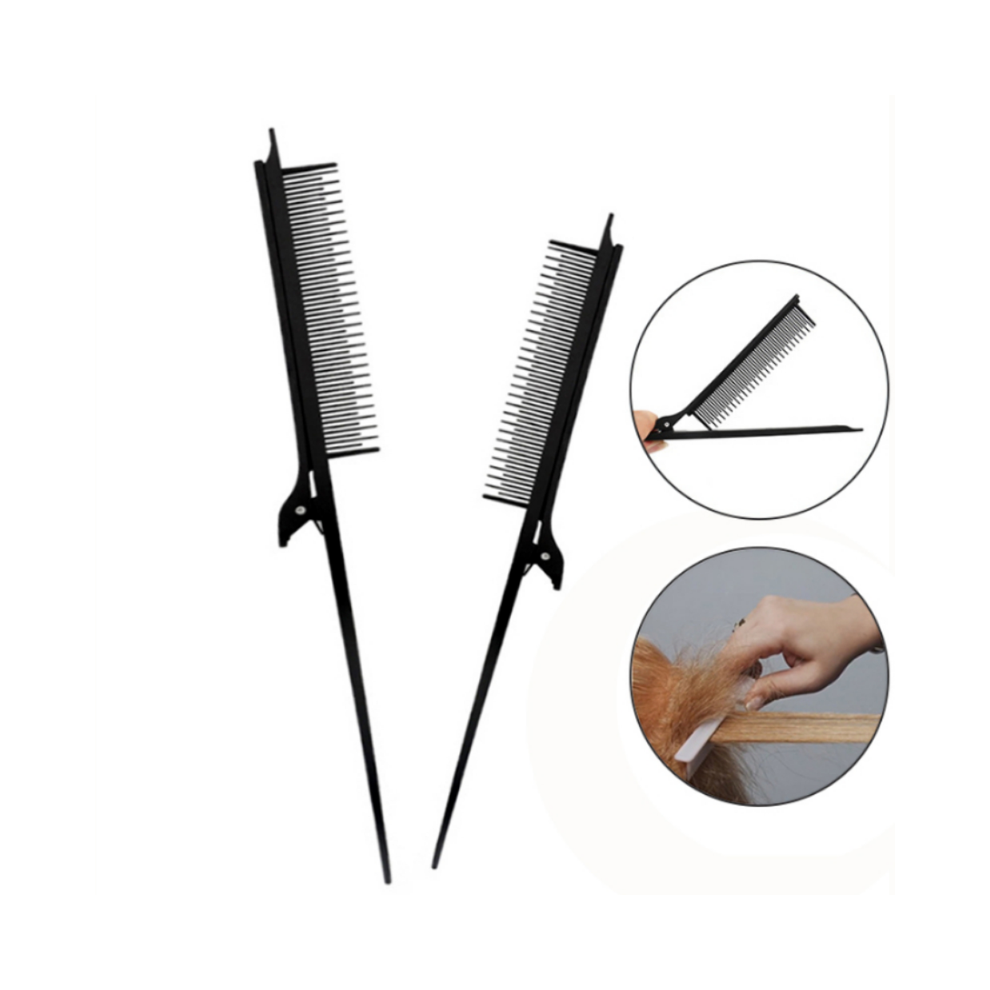 Pink (Pink) Teasing Comb Tail Hairbrush With Clip Professional Hairdressing Combs Hair Coloring