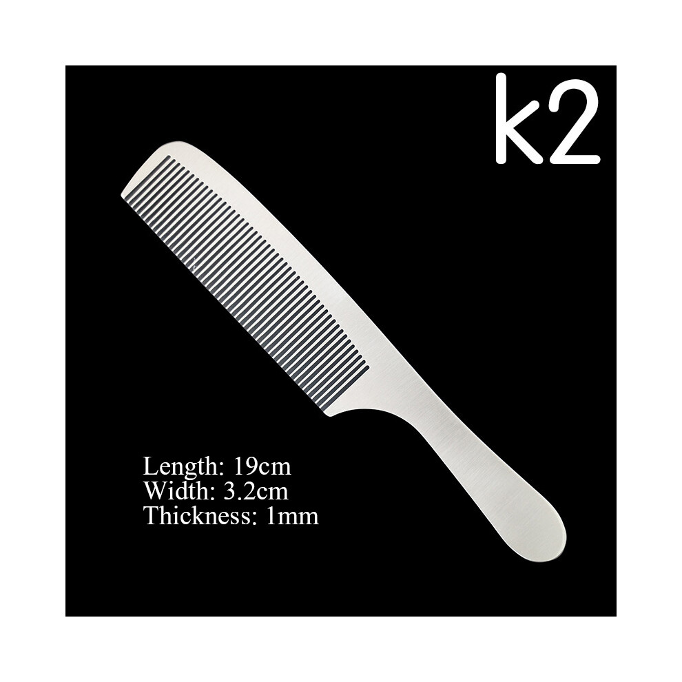 (K2)Stainless steel silver metallic barber comb Professional hair salon Combs Detachable