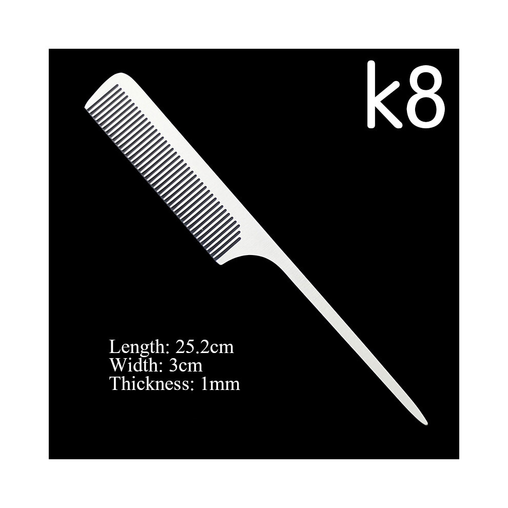 (K8)Stainless Steel Silver Metal Barber Comb Professional Hair Salon Combs Detachable