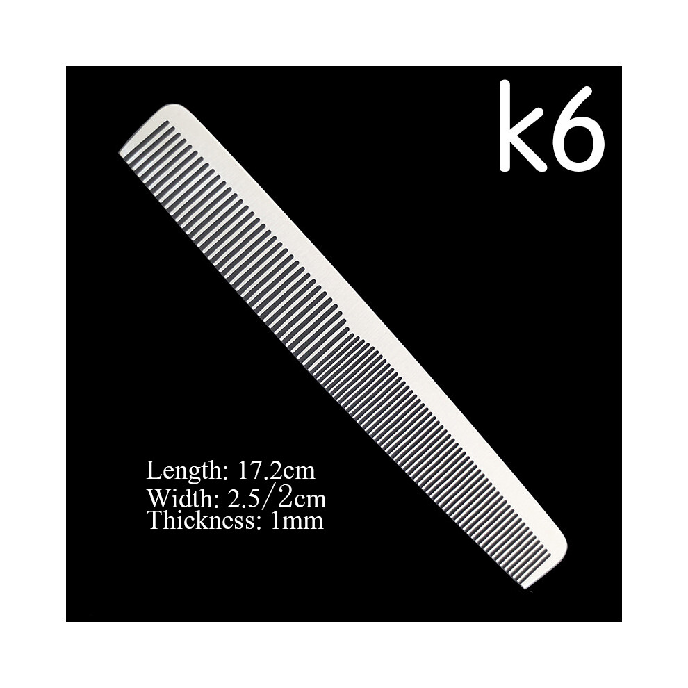 (K6)Stainless Steel Silver Metal Barber Comb Professional Hair Salon Combs Detachable
