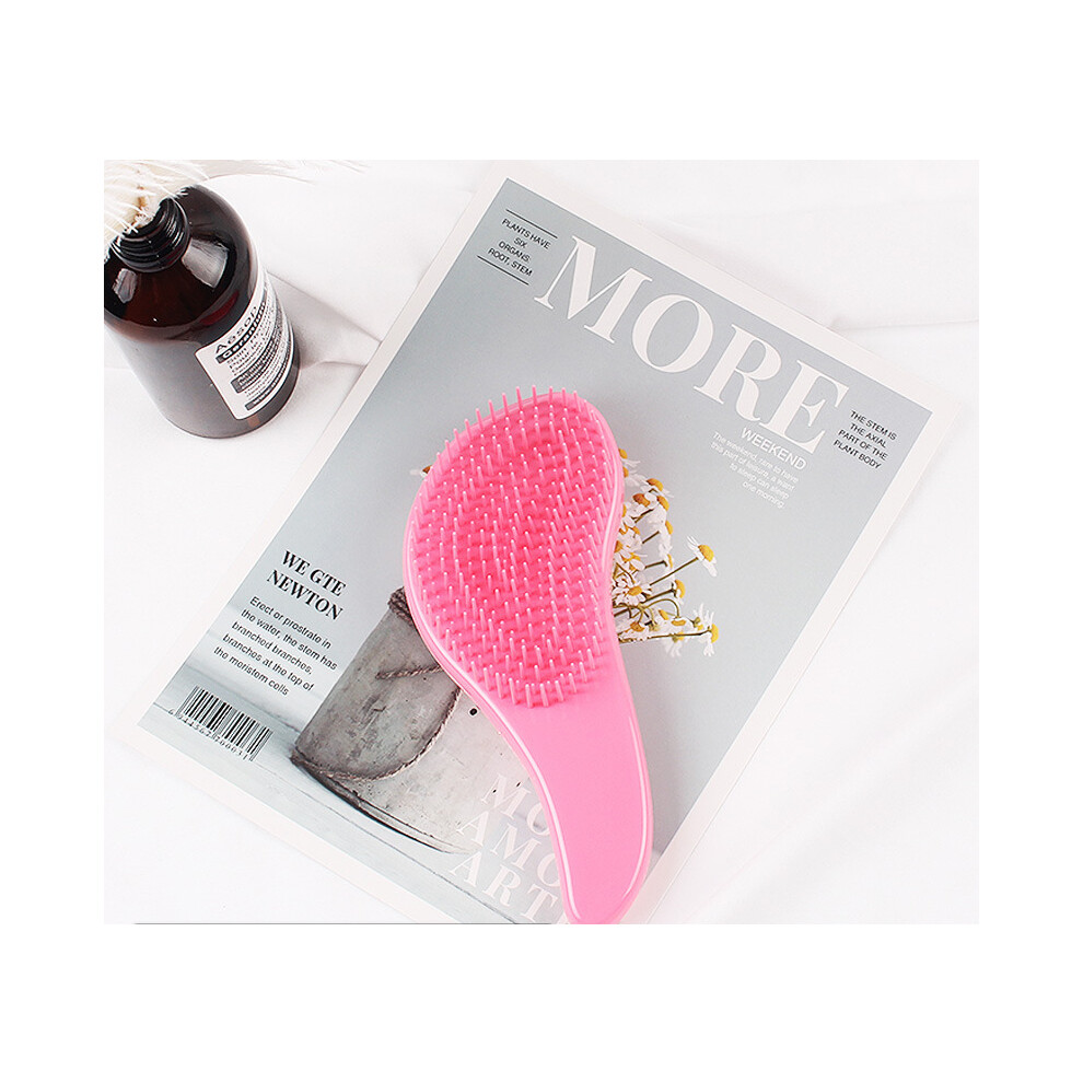 Unisex Pink (Pink)Candy Color Hot Magic Handle Comb Antistatic Massage Hairbrush Tangle Detangle
