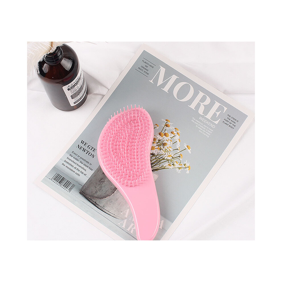 Unisex Pink (Pink)Candy Color Hot Magic Handle Comb Antistatic Massage Hairbrush Tangle Detangle