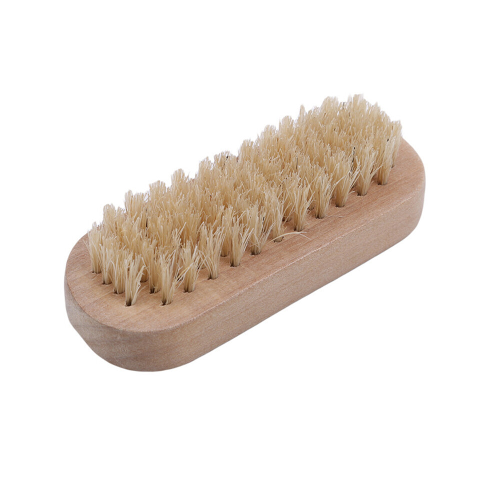 (2)Natural Soft Goat Bristle Hair Sweeping Brush Men's Beard Comb Oval Wooden Handle