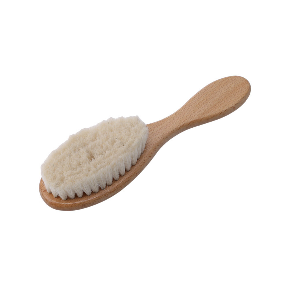 (1)Natural Soft Goat Bristle Hair Sweeping Brush Men's Beard Comb Oval Wooden Handle