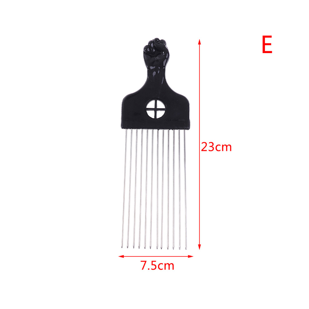 (E)HOT! Black Fist Afro Metal Comb African Hair Pik Comb Brush Salon Hairdressing Hair Styling Tool