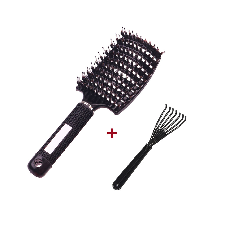 (Black and Brush) Detangle Hair Brush Professional Women's Comb Wet Hair Brush Massage Comb Brush