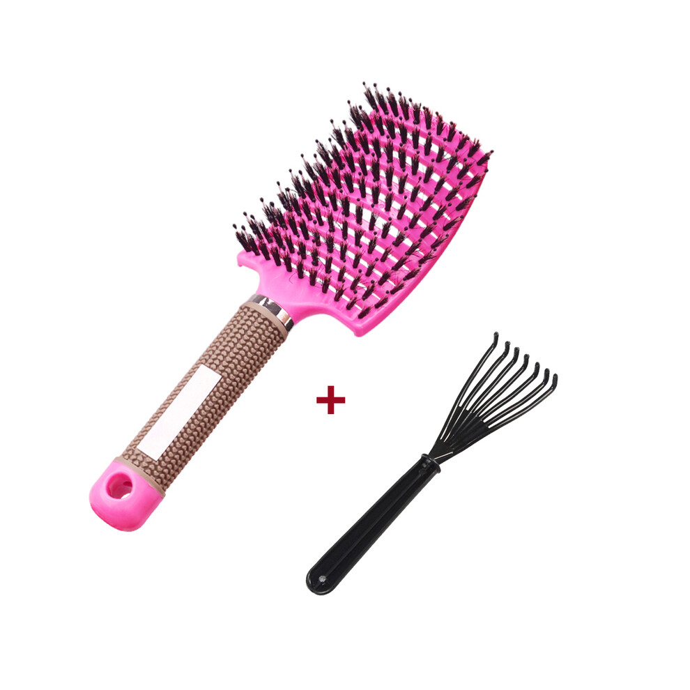 (Pink and Brush) Detangle Hair Brush Professional Women's Comb Wet Hair Brush Massage Comb Brush