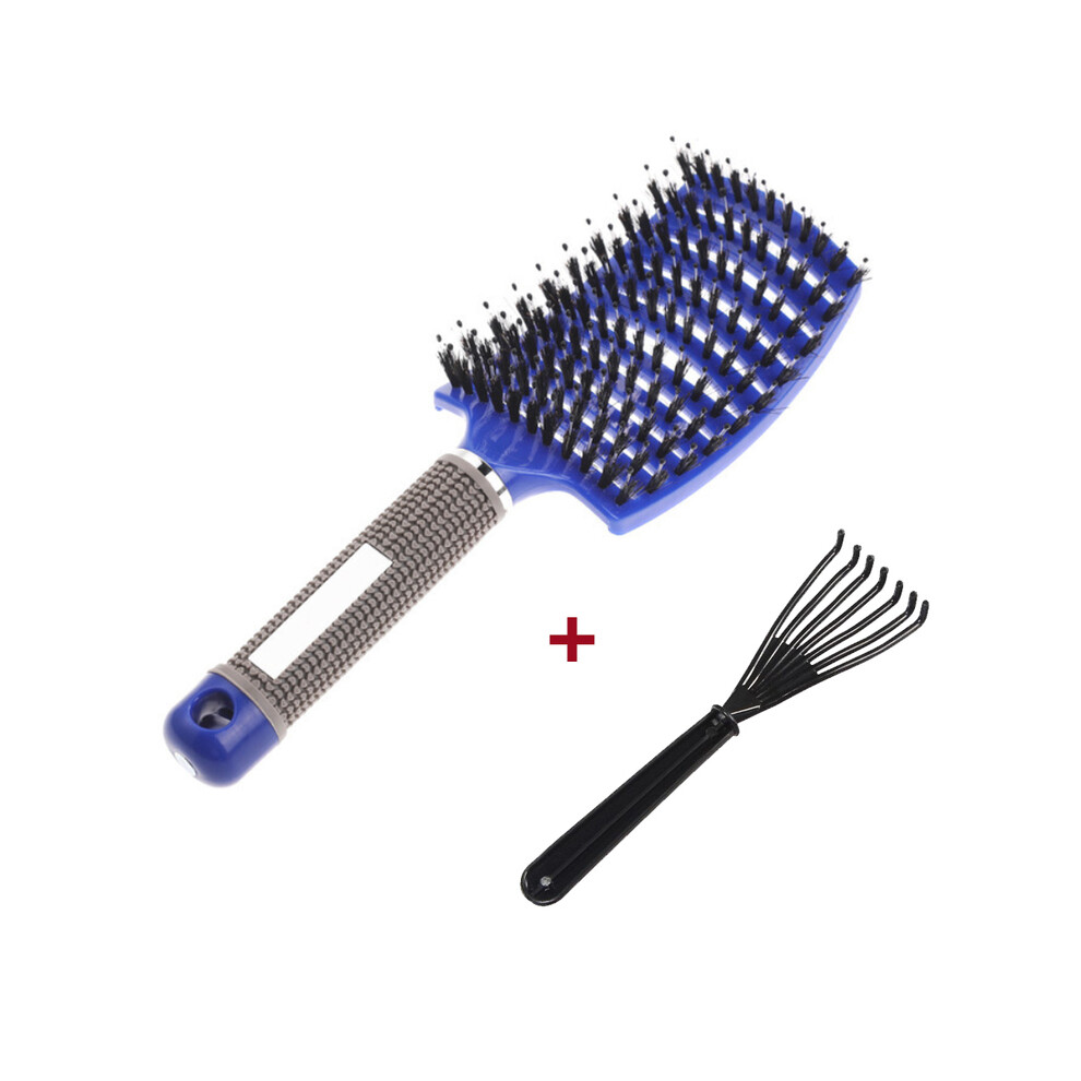 (Blue and Brush) Detangle Hair Brush Professional Women's Comb Wet Hair Brush Massage Comb Brush
