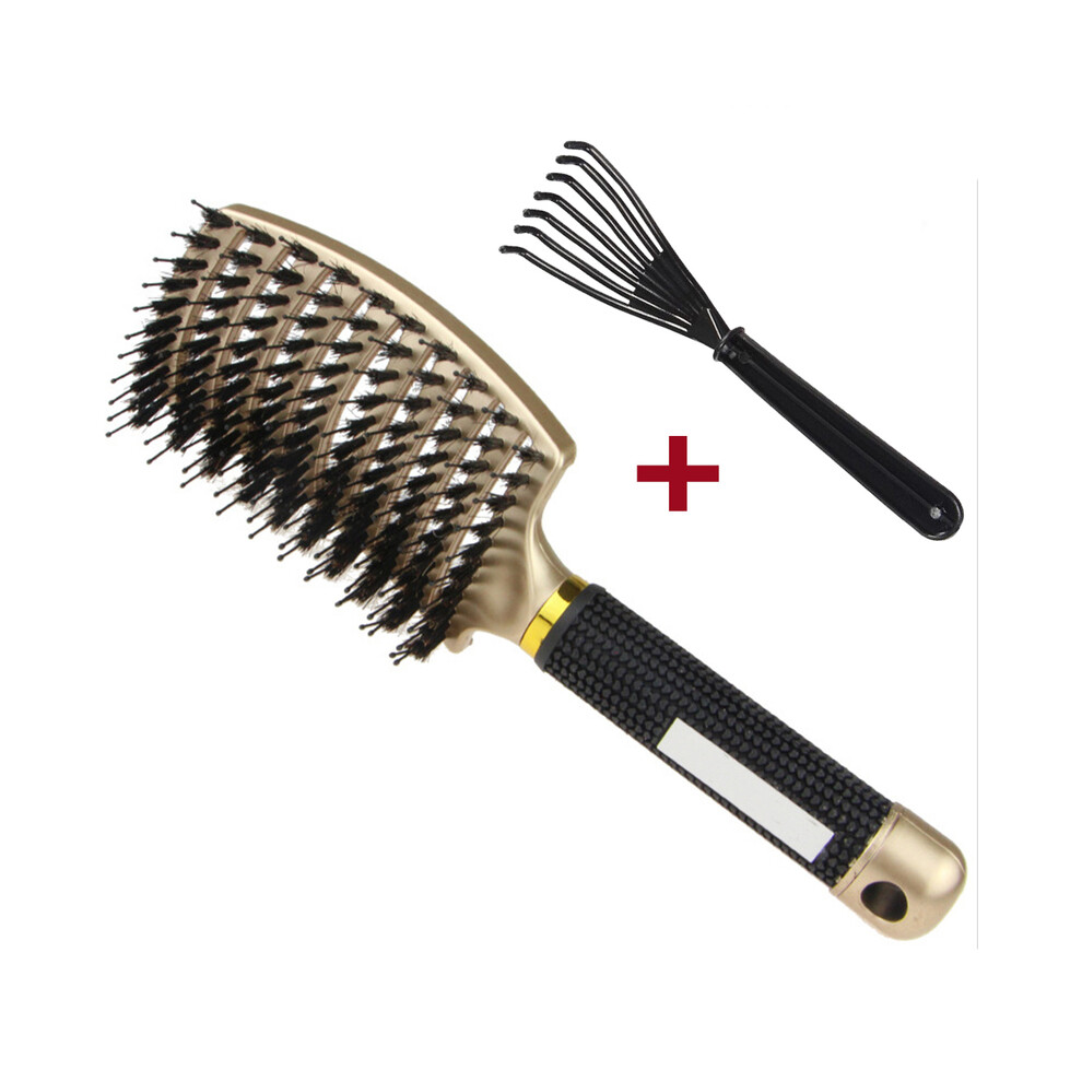 (Gold and Brush) Detangle Hair Brush Professional Women's Comb Wet Hair Brush Massage Comb