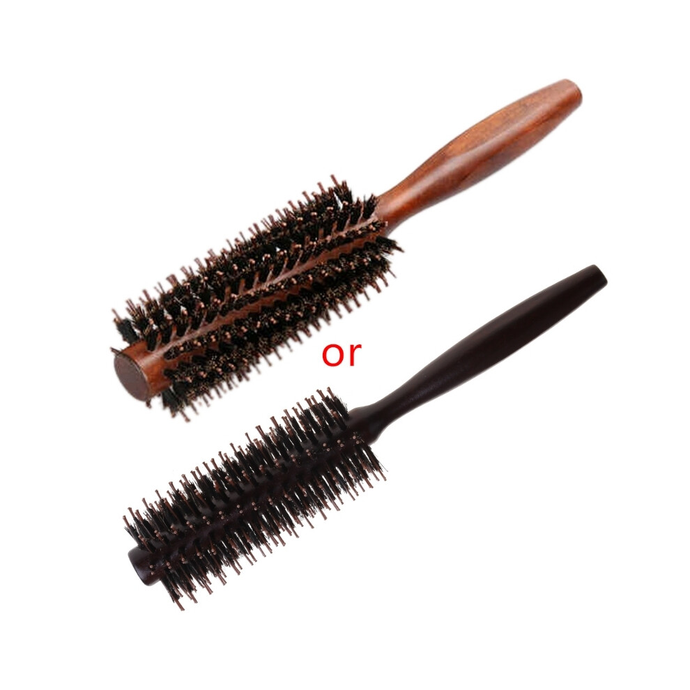 (E)6 Types Straight Twill Hair Comb Natural Boar Bristle Rotating Brush Round Barrel Blowing