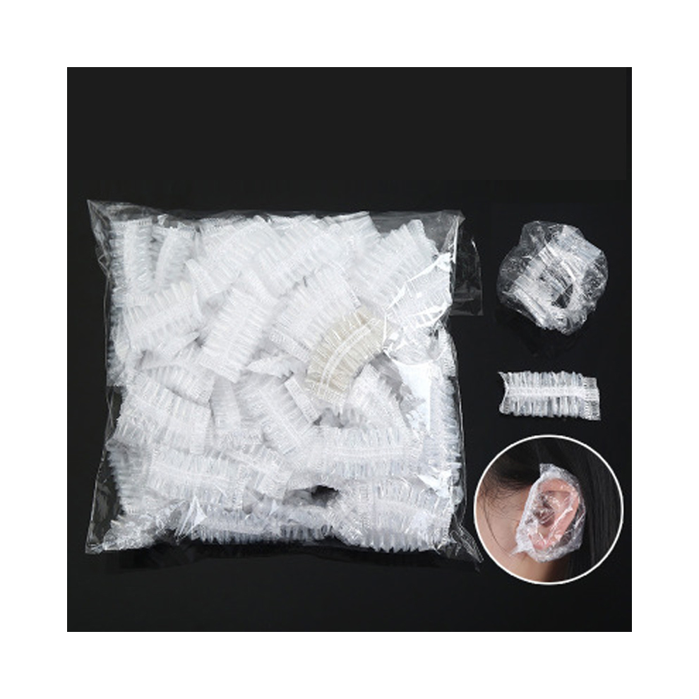 (Transparent) 100 pcs Disposable Earmuffs Earmuffs for Hair Dyeing Caps Shower Earmuffs