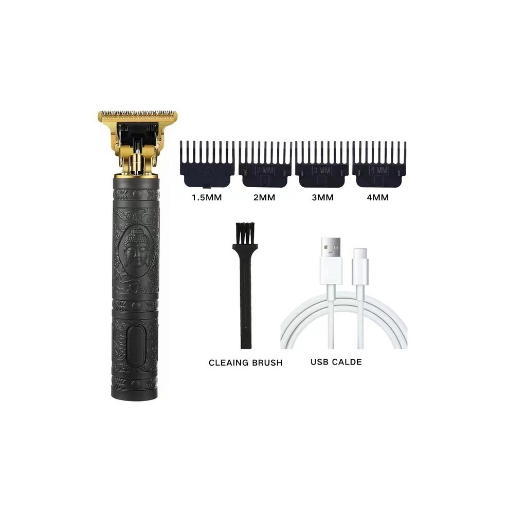 Black ( Buddha-No Box)T9 Barber Usb Electric Hair Clipper Men's Electric Shaver Rechargeable