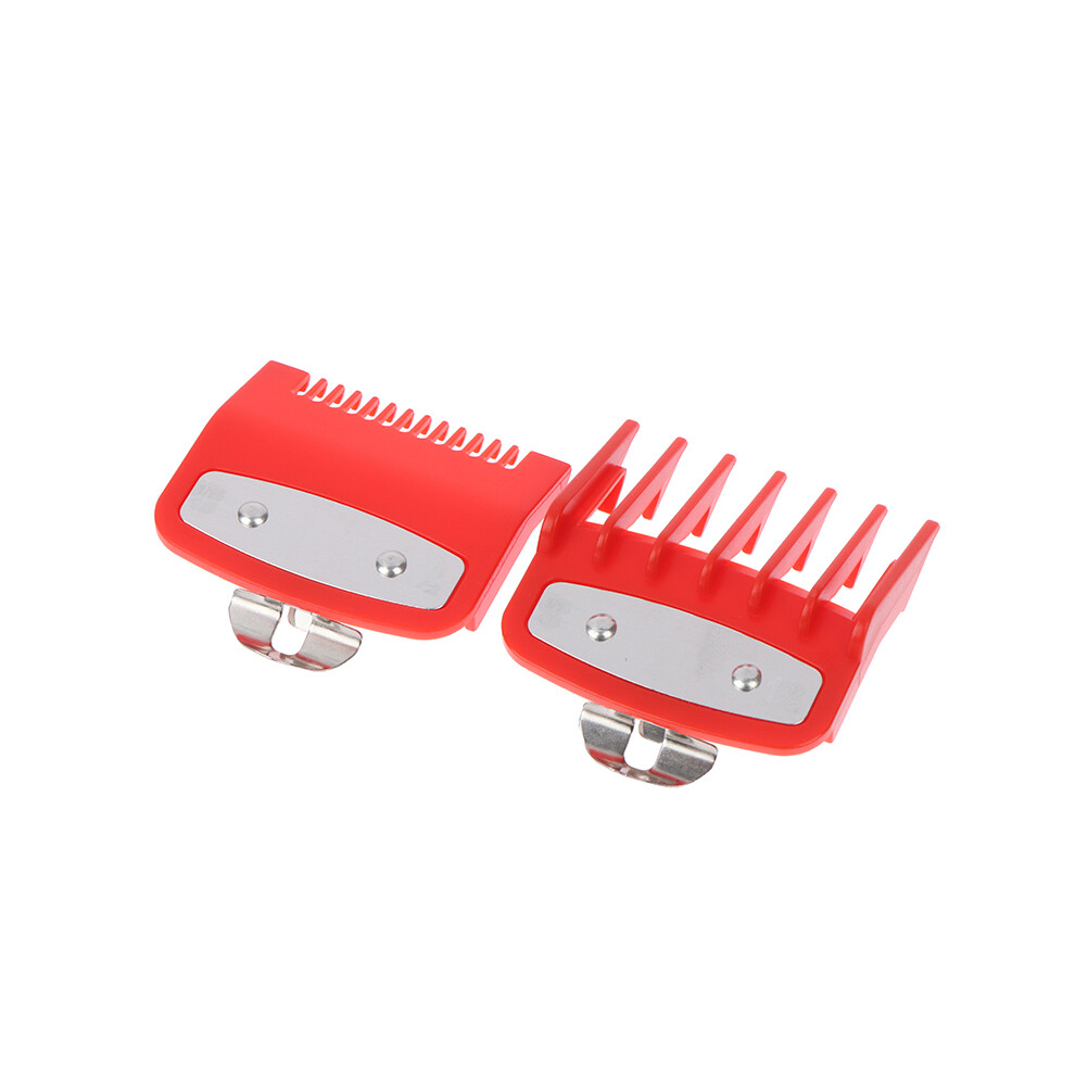 (Red) 2pcs Hair clipper guide Comb cutting limit combs Standard guards Attach parts Electric clippers