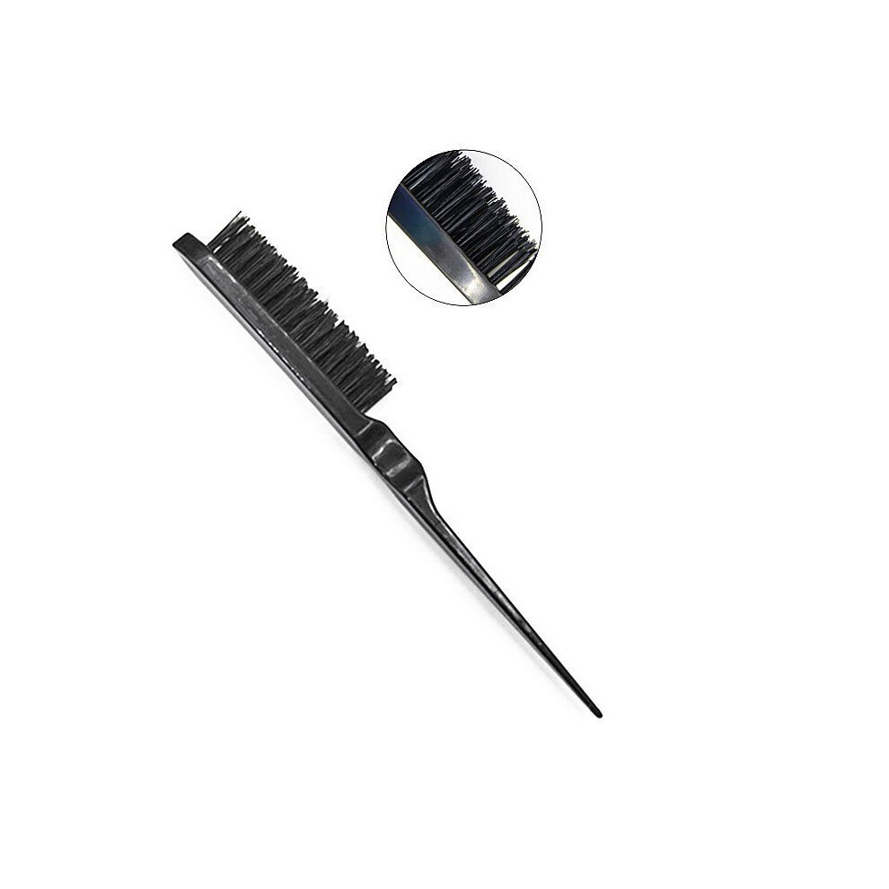 (black) 1pc Hair Brushes Comb Slim Line Teasing Women Convenient Salon Back Boar Bristles Hairdresser