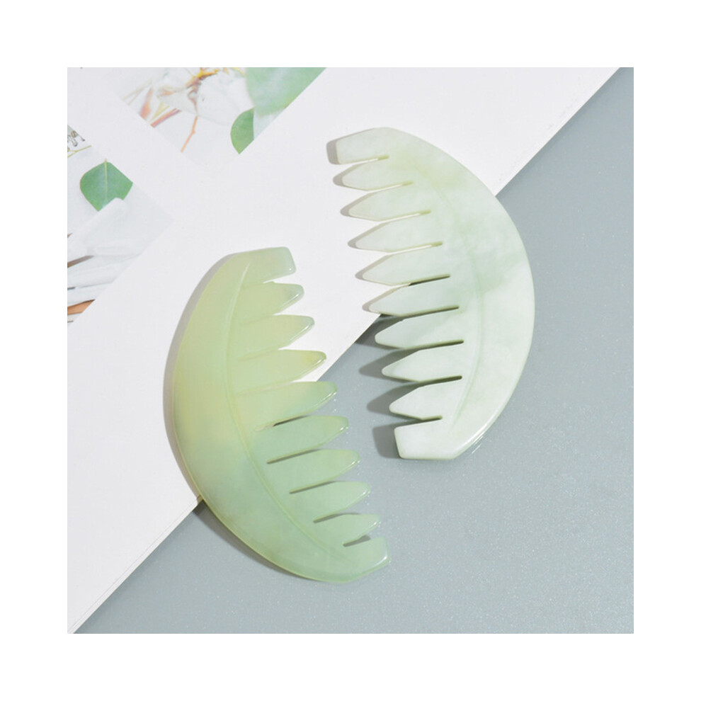 (A)Natural Jade Comb Facial Scalp Gua Sha Massager Stone Comb Facial Treatment Body Acupuncture Stick