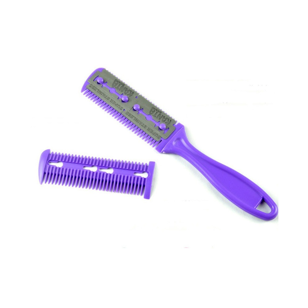 Pink (Pink) 1Pc Hair Cutting Comb Hair Brushes With Razor Blades Hair Clipper Cutting Thinning Tool