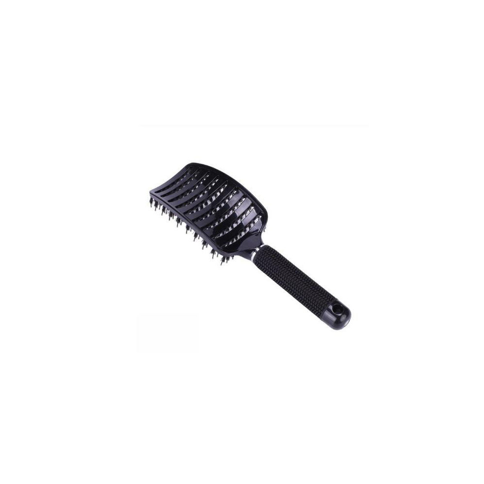 Unisex Black ( With Hair)Hair Scalp Massage Comb Hairbrush Nylon Bristles Women Wet Curl Detangle