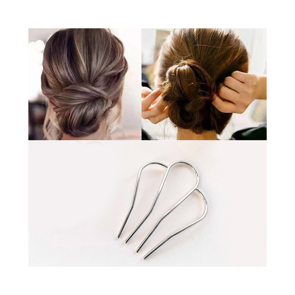 (QB205 1pc)Metal Hairpins Women's U-shaped Hair Clips Hairpins Hair Bun Maker Headwear