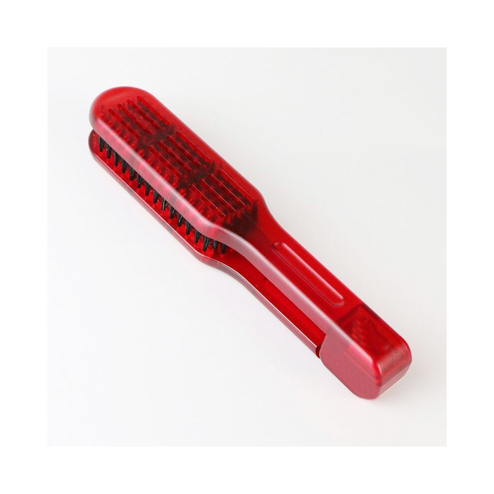 Red (Crystal )Pro Hairdressing Straightener Nylon Hair Straightening Twin Brushes V-Shaped Comb Clipper,