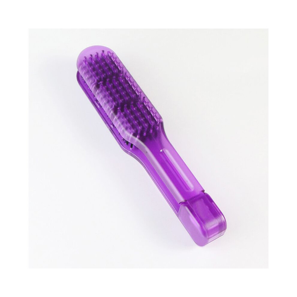Purple (Crystal )Pro Hairdressing Straightener Nylon Hair Straightening Double Brushes V-Shaped Comb