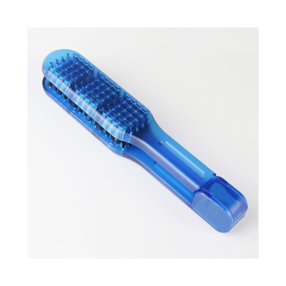 Blue (Crystal )Pro Hairdressing Straightener Nylon Hair Straightening Double Brushes V-Shaped Comb Clamp,