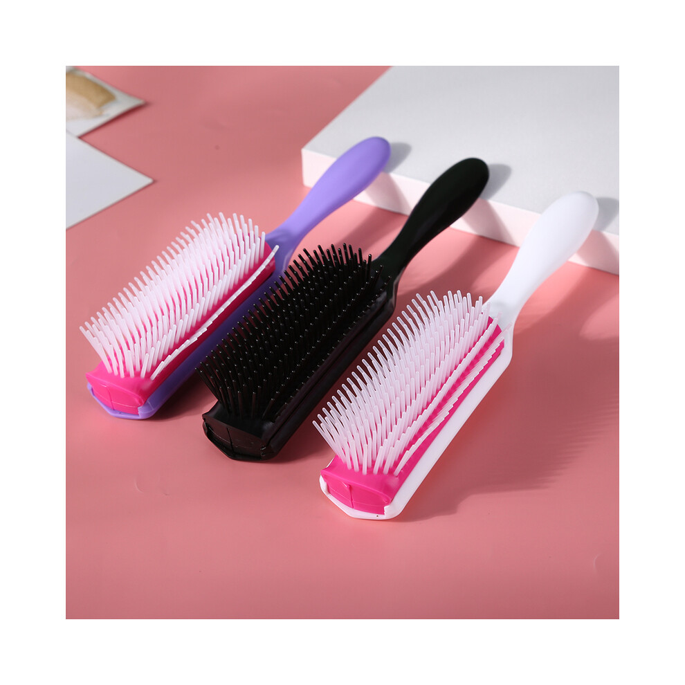 White (White) 9 Rows Barber Hairbrush Straight Curls Styling Hair Detachable Comb Scalp