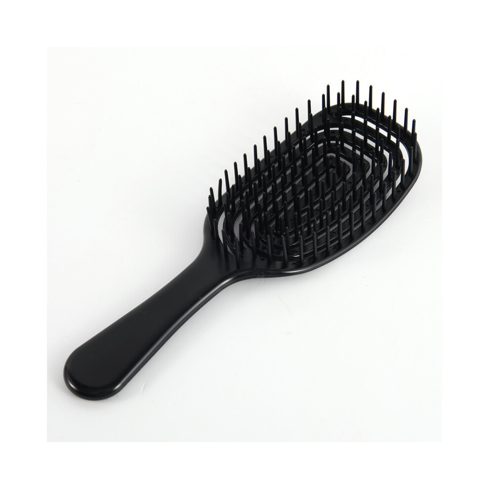 (Black) Elliptical Hollowed Scalp Massage Comb Hair Brush Wet, Curly Hair Brush for Hair Salons