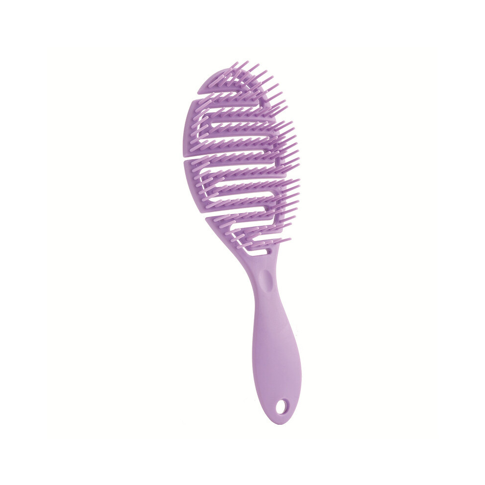 (Purple) Elliptical Hollowed Scalp Massage Comb Hair Brush Wet, Curly Hair Brush for Hair Salons