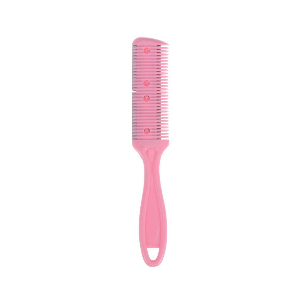 (Pink 1pc) Razor Comb Clipper Double Cut Thinning Styler Side Scissors Tool Professional