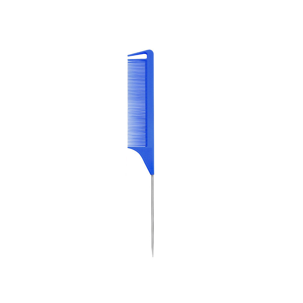 Blue (A-) 1Pc Professional Pointed Tail Hair Comb Antistatic Hair Dye Brush Barber Steel Needle Comb